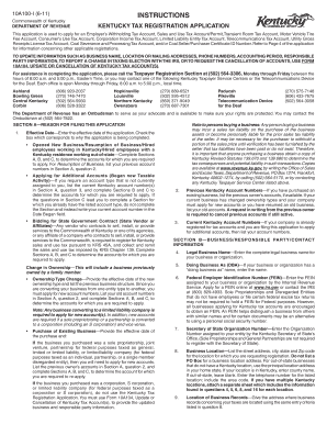 Kentucky Tax Registration Application