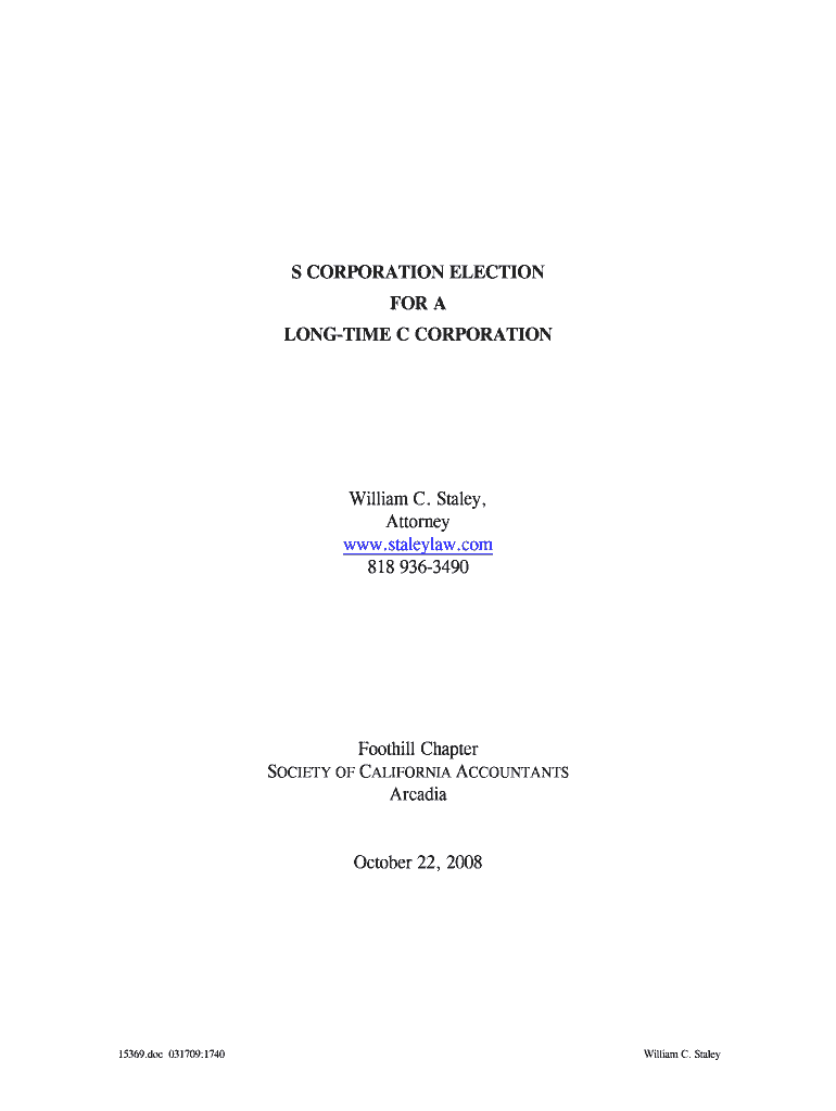Fillable Online S CORPORATION ELECTION Fax Email Print - pdfFiller