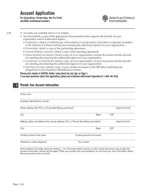 Account Application for Institutional Investors