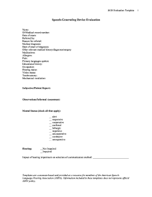 Speech-Generating Device Evaluation Template