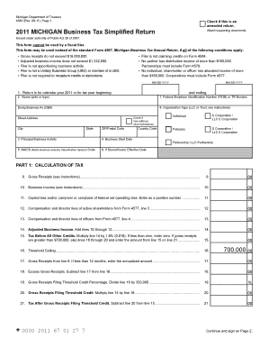 Michigan Business Tax Simplified Return