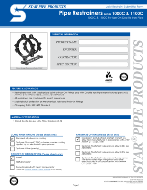 Joint Restraint Submittal Form
