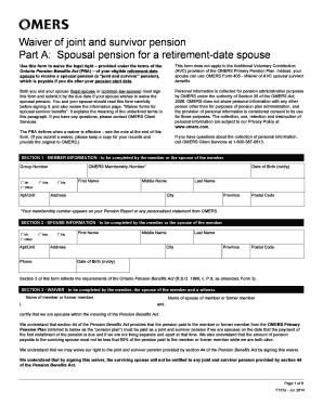 Ontario Spousal Pension Waiver Form