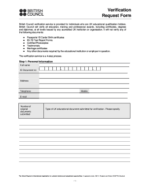 UK Educational Document Verification Request Form