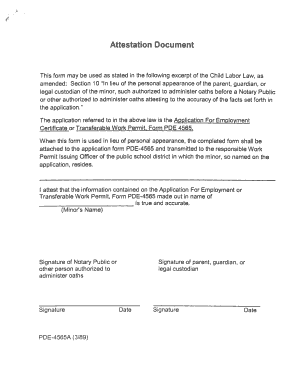 PDE-4565A Attestation Form