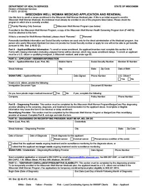 Wisconsin Well Woman Medicaid Application and Renewal
