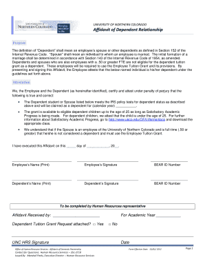 Affidavit of support marriage - Affidavit of Dependent Relationship - University of Northern Colorado - unco