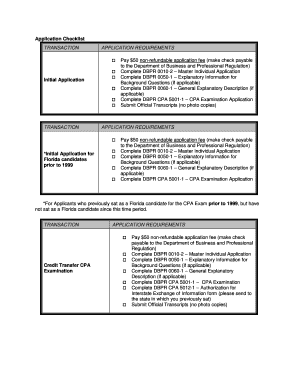 Florida CPA Examination Application
