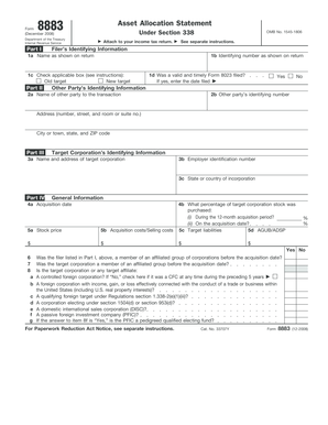 IRS Form 8883 Asset Allocation Statement