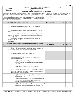 IRS Form 8385 Employee Benefit Plan