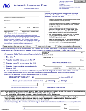 Procter & Gamble Automatic Investment Form