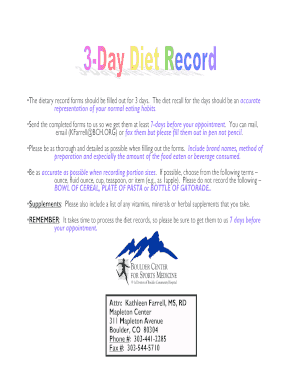 Dietary Record Form