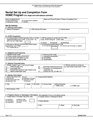 Rental Set Up and Completion Form