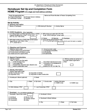 Homebuyer Set Up and Completion Form