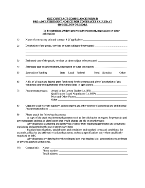 OSC CONTRACT COMPLIANCE FORM B