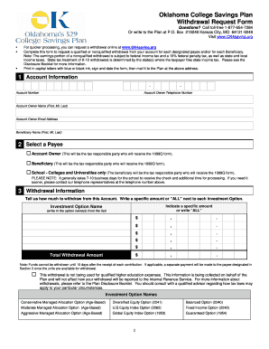 Oklahoma College Savings Plan Withdrawal Request Form