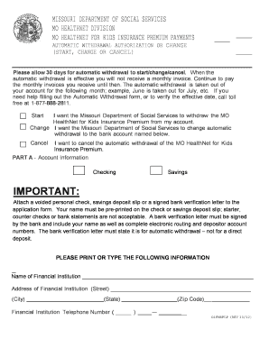 MO HealthNet for Kids Insurance Premium Payment Authorization