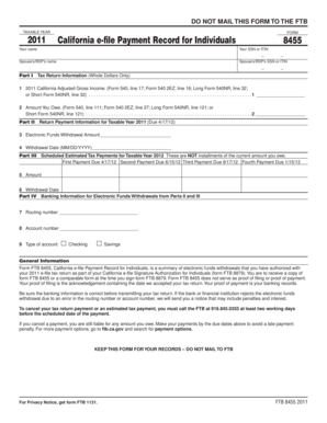 2011 California e-file Payment Record