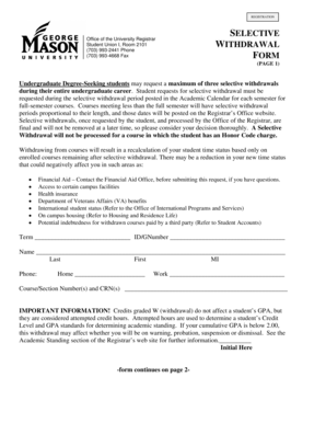Selective Withdrawal Form