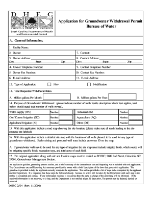 groundwater withdrawal permit. groundwater withdrawal - scdhec