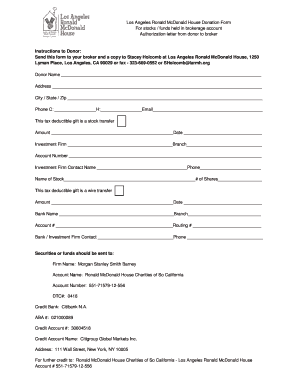 Los Angeles Ronald McDonald House Donation Form