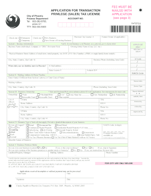 Phoenix Privilege Sales Tax License Application