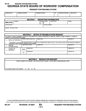 Georgia Workers' Compensation Rehabilitation Request