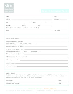 Client Contraindications Form