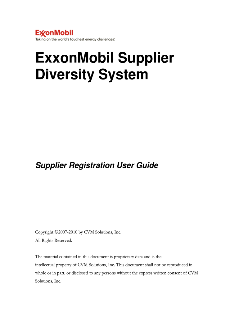 exxonmobil vendor registration Preview on Page 1.