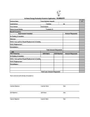 In-Home Energy Evaluation Incentive Application