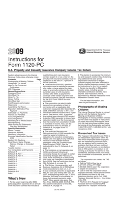 Instructions for Form 1120-PC (2009)
