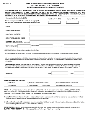 A W -9 form - University of Rhode Island - urifoundation