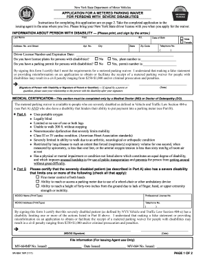 New York Metered Parking Waiver Application