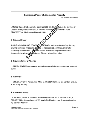 Continuing Power of Attorney for Property