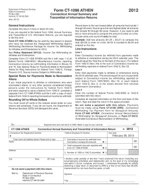 Ct form 1096 - Ct 1096 fillable 2012 form