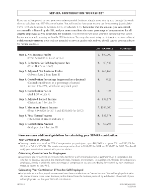 SEP-IRA Contribution Worksheet
