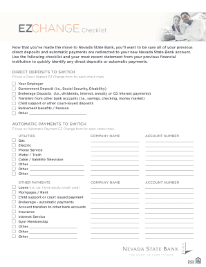 Nevada State Bank EZ Change Forms