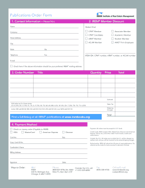 IREM Publications Order Form