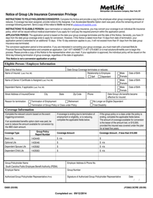 MetLife Group Life Insurance Conversion Notice