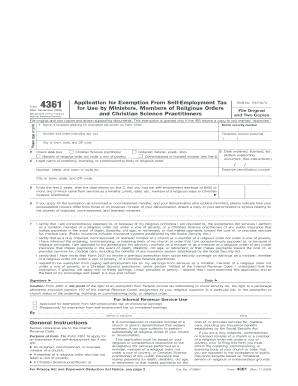 IRS Form 4361 Application for Exemption From Self-Employment Tax