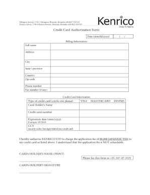 Credit Card Authorization Form