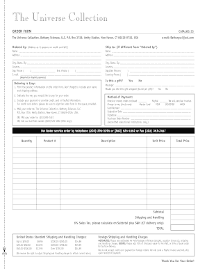 The Universe Collection Order Form