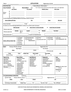Iowa Boat Registration Application