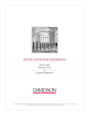 Davidson College Early Decision Application