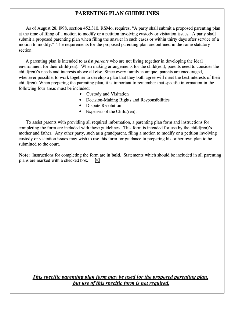 parenting-plan-missouri-template-fill-online-printable-fillable-blank-pdffiller