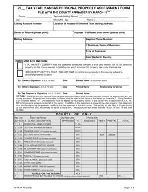 Kansas Personal Property Assessment Form