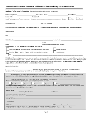International Student Financial Responsibility Form