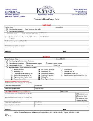 Kansas Name or Address Change Form
