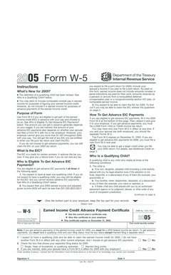 IRS Form W-5 2005