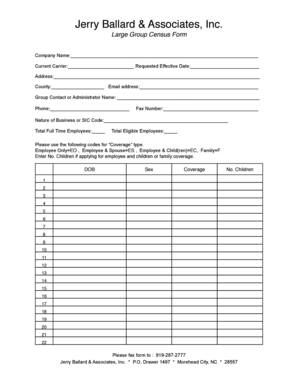 Large Group Census Form - NC Health Plans